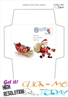 Funny envelope to Santa template sleigh and Santa with address 24